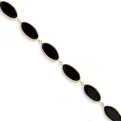 8.25in Polished Genuine Fancy Onyx Bracelet 8.25 Inch 14k Gold XB40-8.25, MPN: XB40-8.25, 191101380…