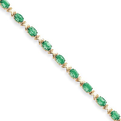 Emerald bracelet 14k Gold 7x5mm Oval X962E, MPN: X962E, 883957196138