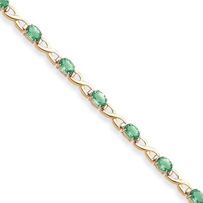 Emerald bracelet 14k Gold 7x5mm Oval X951E, MPN: X951E, 883957196220