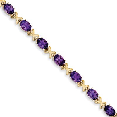 7x5mm Oval Amethyst bracelet 14k Gold X962AM, MPN: X962AM, 883957078571