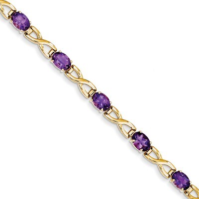 7x5mm Oval Amethyst bracelet 14k Gold X951AM, MPN: X951AM, 883957078410