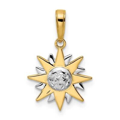 Sun Pendant 14k Gold &amp; White Rhodium Diamond-Cut M2964, MPN: M2964, 196904073445