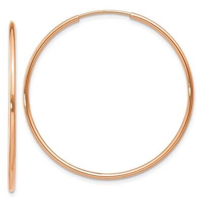 1.2mm Polished Endless Hoop Earrings 14k Rose Gold XY1239, MPN: XY1239, 883957997094