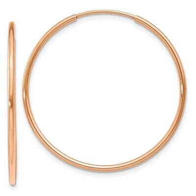 1.2mm Polished Endless Hoop Earrings 14k Rose Gold XY1238, MPN: XY1238, 883957997087