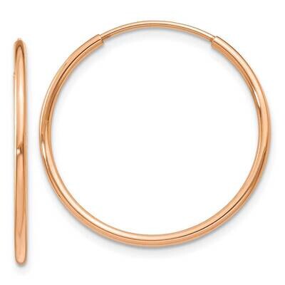 1.2mm Polished Endless Hoop Earrings 14k Rose Gold XY1237, MPN: XY1237, 883957997070