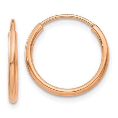 1.2mm Polished Endless Hoop Earrings 14k Rose Gold XY1234, MPN: XY1234, 883957996523