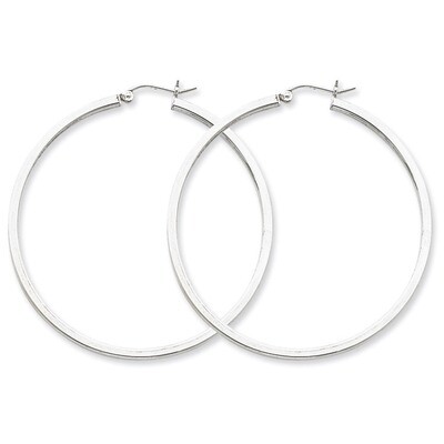 2mm Square Tube Hoop Earrings Sterling Silver Rhodium-plated QE4652, MPN: QE4652, 883957932620
