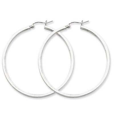 2mm Square Tube Hoop Earrings Sterling Silver Rhodium-plated QE4651, MPN: QE4651, 883957932613