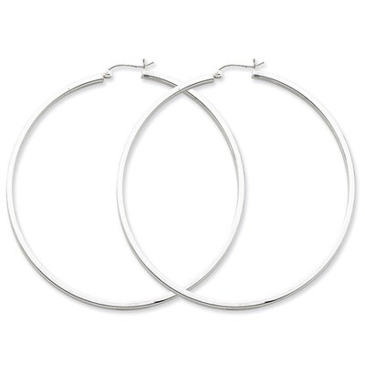 2mm Square Tube Hoop Earrings Sterling Silver Rhodium-plated QE4655, MPN: QE4655, 883957932651