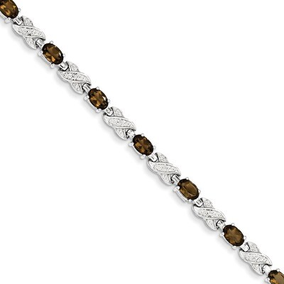 Smokey Quartz Bracelet Sterling Silver QX851SQ, MPN: QX851SQ, 883957681122