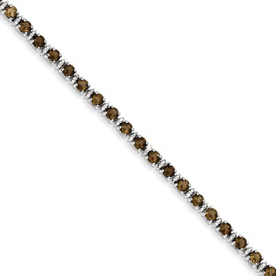 Smokey Quartz and Diamond Bracelet Sterling Silver QX853SQ, MPN: QX853SQ, 883957441696