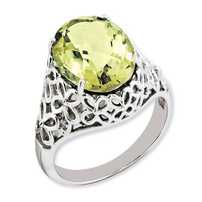 Oval Lemon Quartz Ring Sterling Silver QR3176LQ, MPN: QR3176LQ, 883957404288