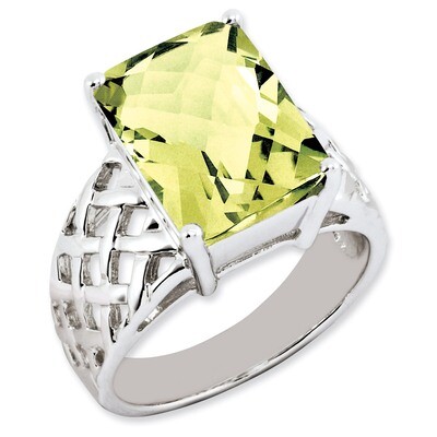 Octagonal Lemon Quartz Ring Sterling Silver QR2957LQ, MPN: QR2957LQ, 883957360690