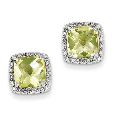 Lemon Quartz and Diamond Earrings Sterling Silver QE9850LQ, MPN: QE9850LQ, 886774670942