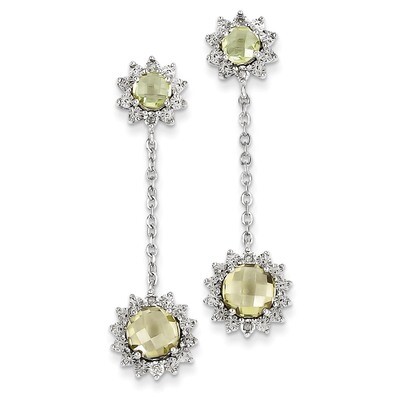 Sterling Silver Diamond &amp; Lemon Quartz Earring QE7744LQ