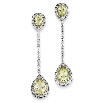 Sterling Silver Diamond &amp; Lemon Quartz Earring QE7739LQ