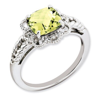 Lemon Quartz &amp; Diamond Ring Sterling Silver QR3217LQ, MPN: QR3217LQ, 883957164533