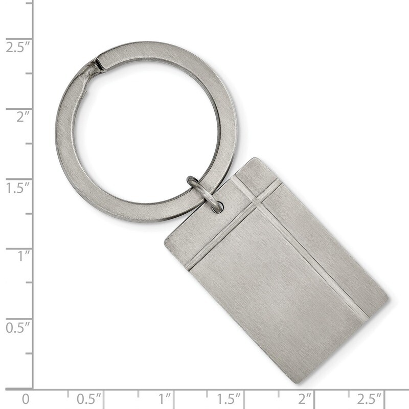 Grooved Key Chain Stainless Steel Brushed SRK154 - HomeBello