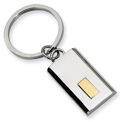 Polished Yellow IP-plated Key Chain - Stainless Steel SRK115 by Chisel, MPN: SRK115, 883957747712