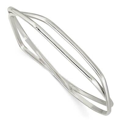 2 Hexagon Shape Slip On Bangle Sterling Silver Polished QB1401, MPN: QB1401, 191101781544