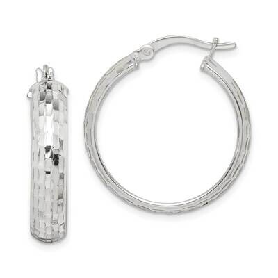 Hoop Earrings Sterling Silver Textured QE14180, MPN: QE14180, 883957625034