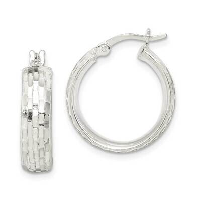 Hoop Earrings Sterling Silver Textured QE14179, MPN: QE14179, 883957939711