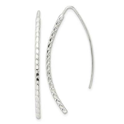 Textured Threader Earrings Sterling Silver Polished QE16040, MPN: QE16040, 196904150504