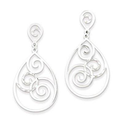 Textured Dangle Earrings Sterling Silver Polished QE9012, MPN: QE9012, 886774750170