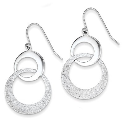 Polished Interlocking Circles Earrings Textured Sterling Silver QE8869, MPN: QE8869, 886774749792