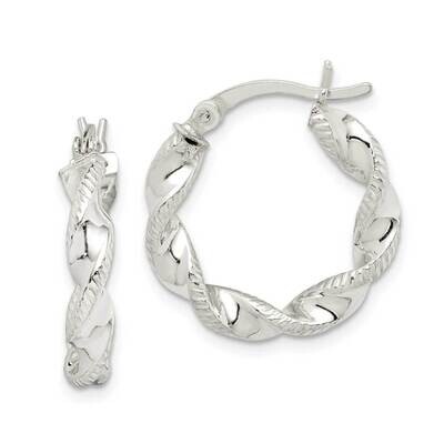 Twisted &amp; Textured Hoop Earrings Sterling Silver QE14165, MPN: QE14165, 886774003597
