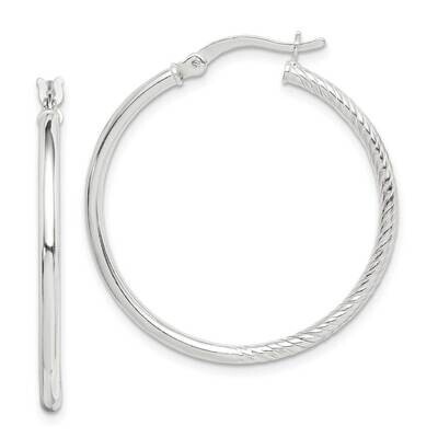 Polished Hoop Earrings Sterling Silver Textured QE14119, MPN: QE14119, 886774087139