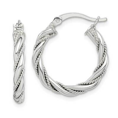 Twisted &amp; Textured Hoop Earrings Sterling Silver QE14117, MPN: QE14117, 886774097633