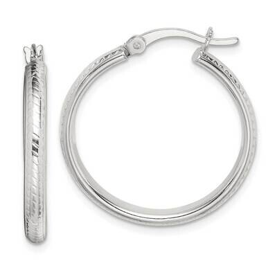 Polished Hoop Earrings Sterling Silver Textured QE14094, MPN: QE14094, 886774003535