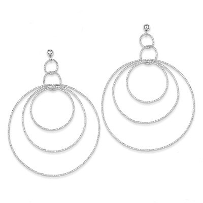 Circles Post Dangle Earrings Textured Sterling Silver QE8888, MPN: QE8888, 886774749822