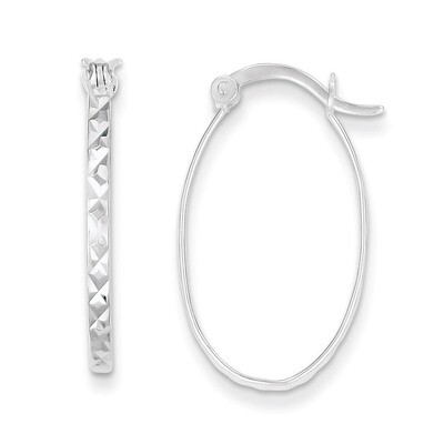 Textured Oval Hoop Earrings Sterling Silver Polished QE6605, MPN: QE6605, 723252737547