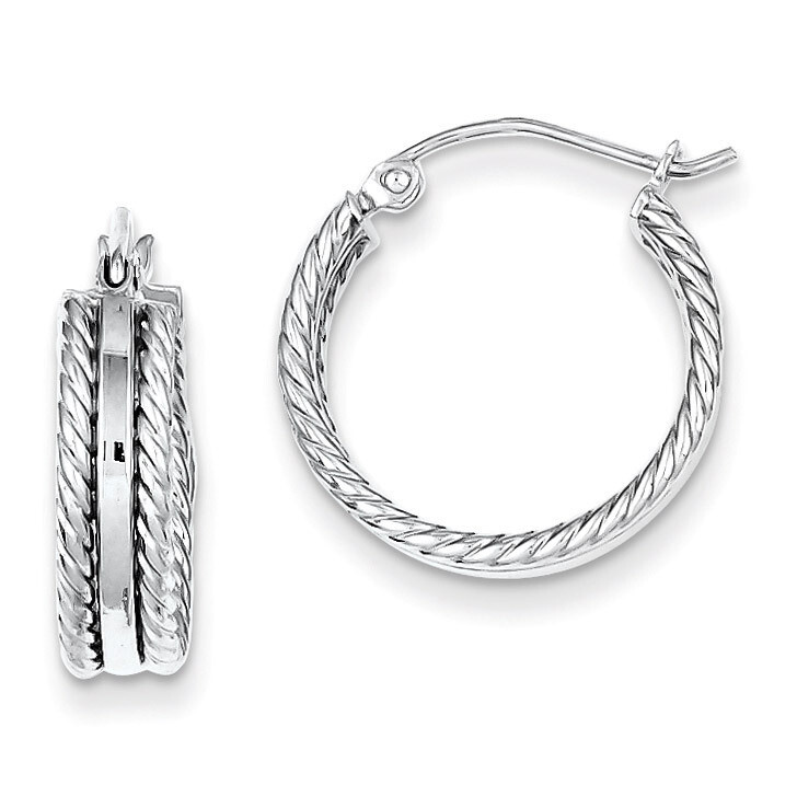 Textured Hoop Earrings Sterling Silver Rhodium-plated QE8471, MPN: QE8471, 883957567655