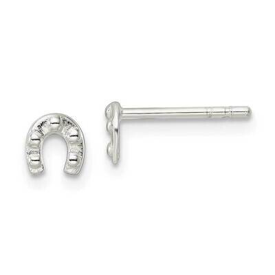 Textured Horseshoe Post Earrings Sterling Silver Polished QE16508, MPN: QE16508, 196904165409