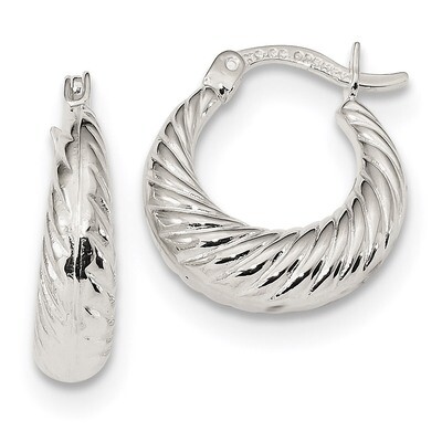 Textured Hoop Earrings Sterling Silver QE13225, MPN: QE13225, 191101236273