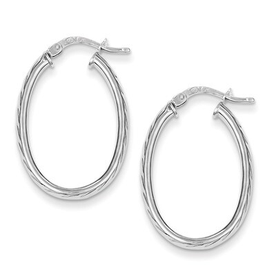 Hollow Oval Hoop Earrings Textured Sterling Silver QE8258, MPN: QE8258, 883957557670