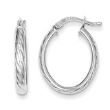 Hollow Oval Hoop Earrings Textured Sterling Silver QE8257, MPN: QE8257, 883957571270