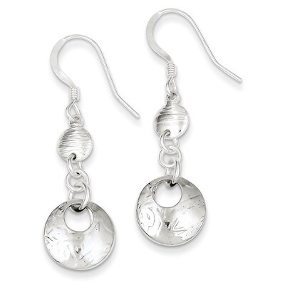 Textured Fancy Round Dangle Earrings Sterling Silver Polished QE6312, MPN: QE6312, 883957536859