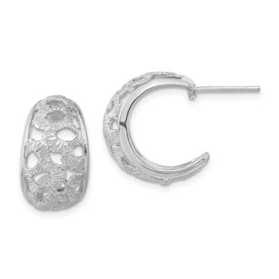 Textured Post Hoop Earrings Sterling Silver Rhodium-Plated QE12051, MPN: QE12051, 191101676253