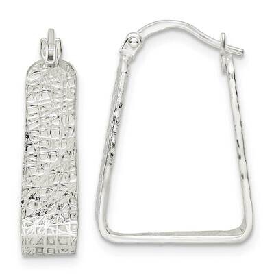 Textured Square Hoop Earrings Sterling Silver Polished QE15913, MPN: QE15913, 196904151501