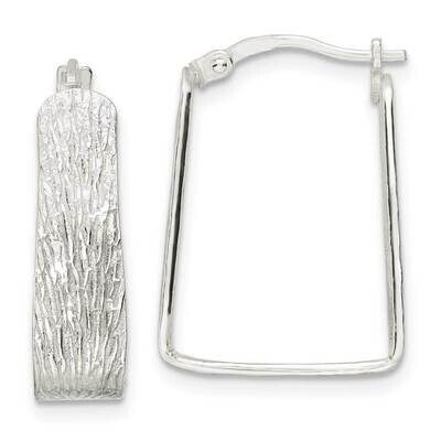 5.5mm Square Hoop Earrings Sterling Silver Textured QE15914, MPN: QE15914, 196904153116
