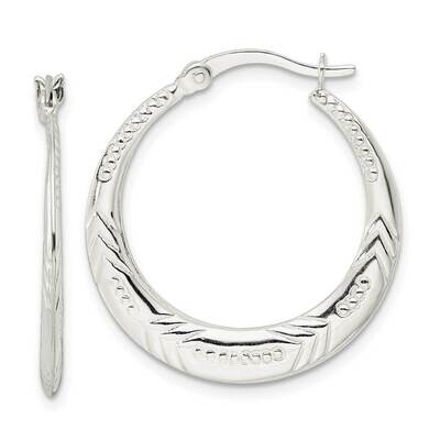 Textured Circle Hoop Earrings Sterling Silver Polished QE15940, MPN: QE15940, 196904151396