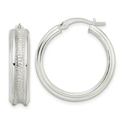 Textured Circle Hoop Earrings Sterling Silver Polished QE15873, MPN: QE15873, 196904151853