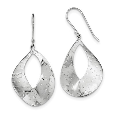 Textured Dangle Earrings Sterling Silver Rhodium-plated Polished QE12059, MPN: QE12059, 191101229886