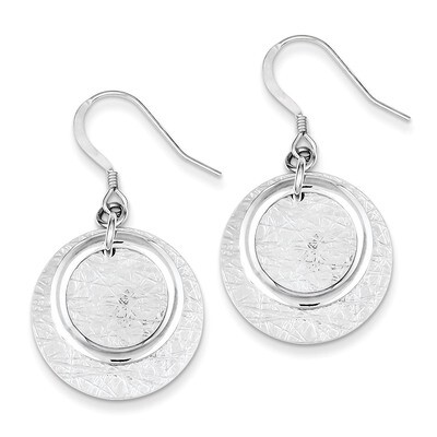 Textured Fancy Circle Dangle Earrings Sterling Silver Polished QE7182, MPN: QE7182, 886774749655