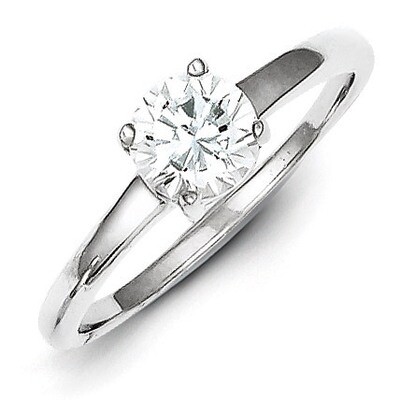 Solitaire Round Diamond Ring Sterling Silver QR457, MPN: QR457, 883957252049