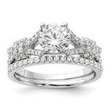 Polished CZ Engagement And Band Set Sterling Silver Rhodium-Plated QR7297, MPN: QR7297,